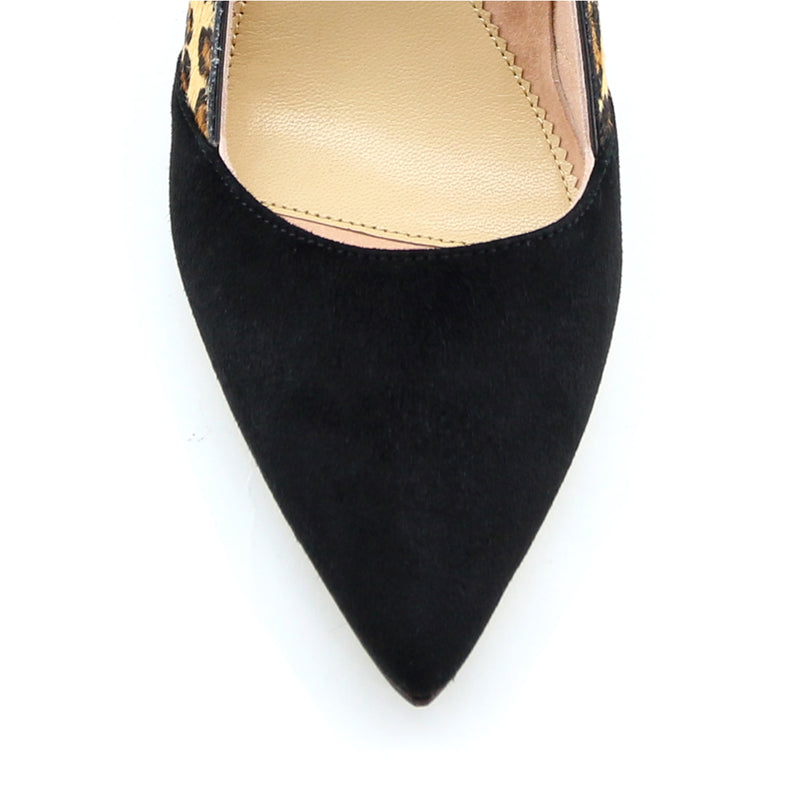 Black Suede / Fierce Leopard Haircalf Combo Pump