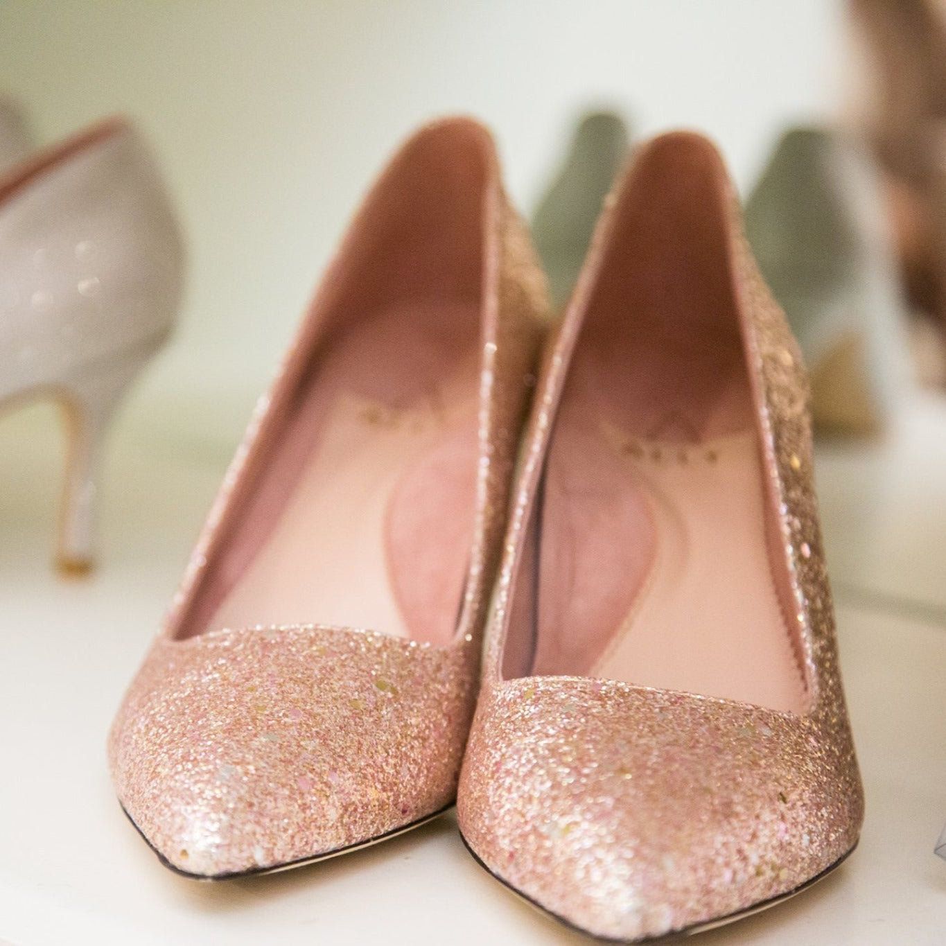 Wedding Shoes Glamorous Rose Gold Kitten Heel Sandals Rose Gold