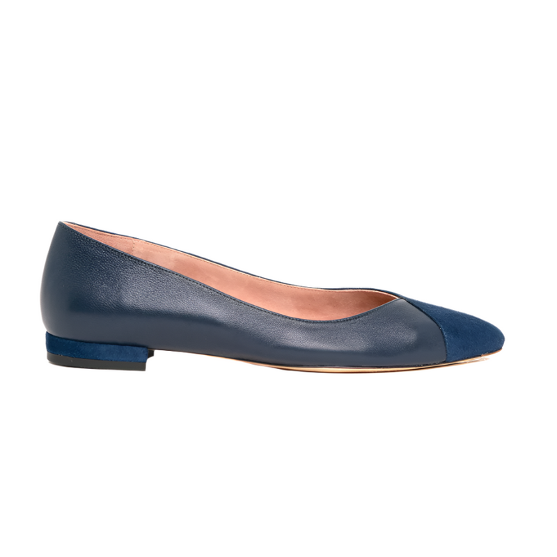 Noble Navy Suede / Good Night Navy Leather Flat - Comfortable Flats - Ally Shoes