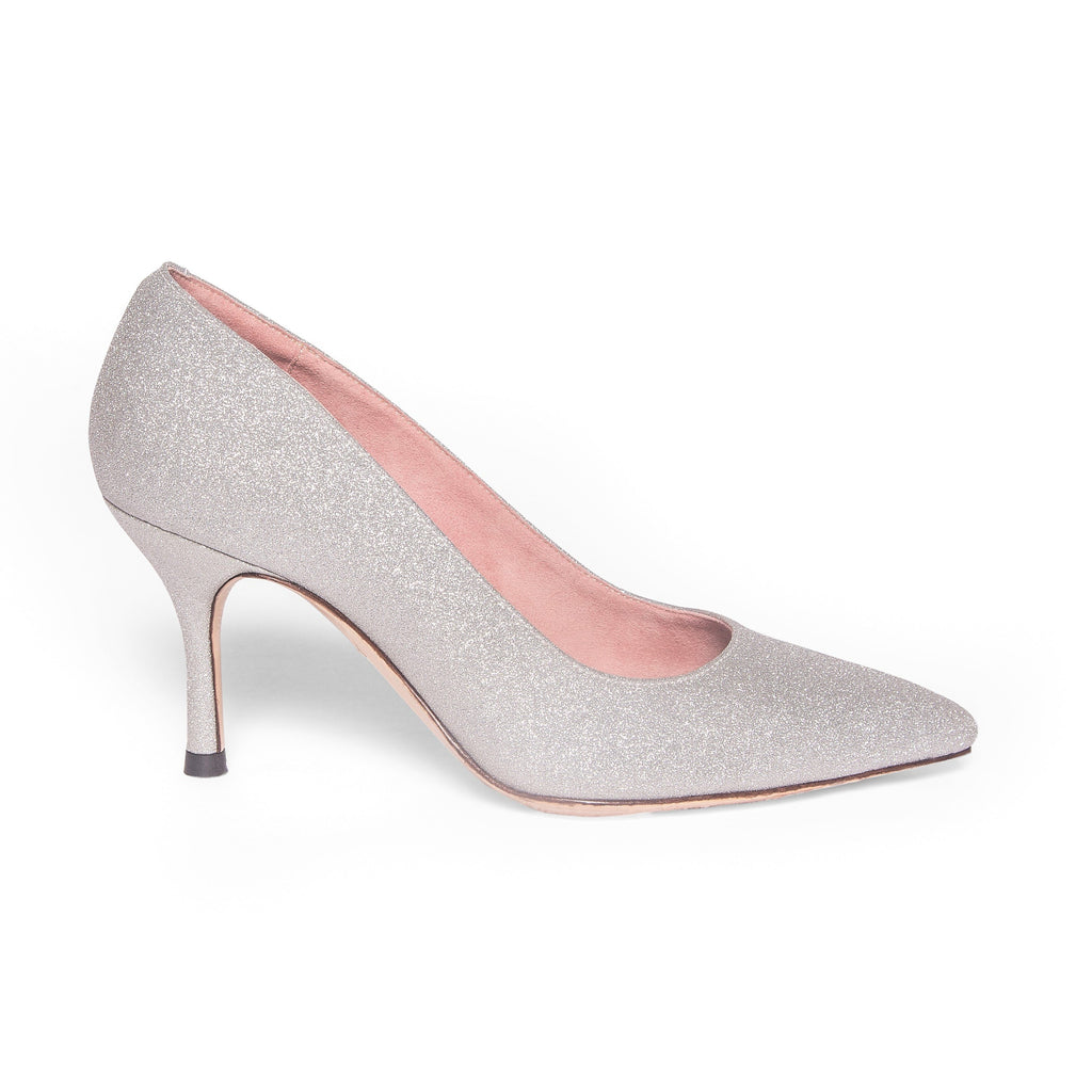 Silver Shimmer Pump - Comfortable Heels - Ally Shoes