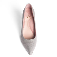 Silver Shimmer Ankle Strap Pump