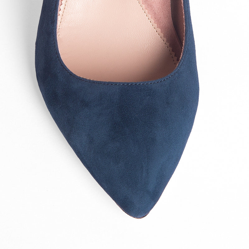 Noble Navy Suede Pump - Comfortable Heels - Ally Shoes