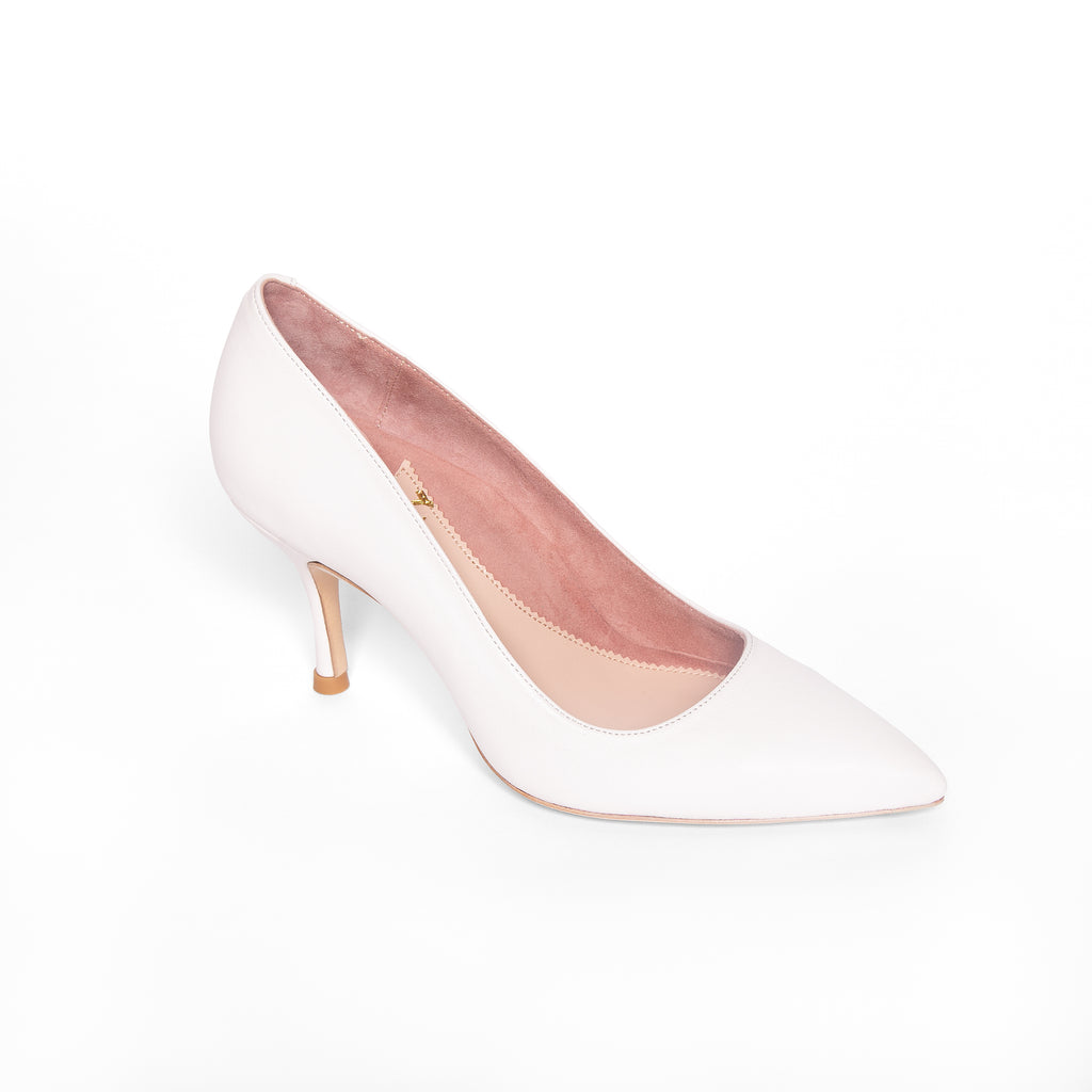 Classic White Leather Pump - Comfortable Heels - Ally Shoes