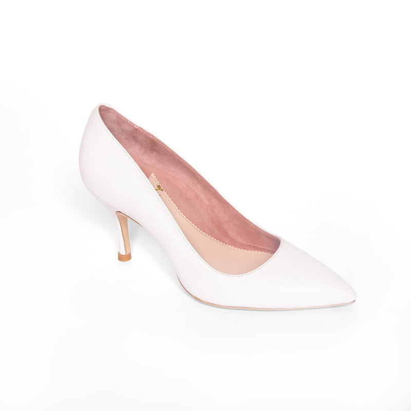 Classic White Leather Pump - Comfortable Heels - Ally Shoes