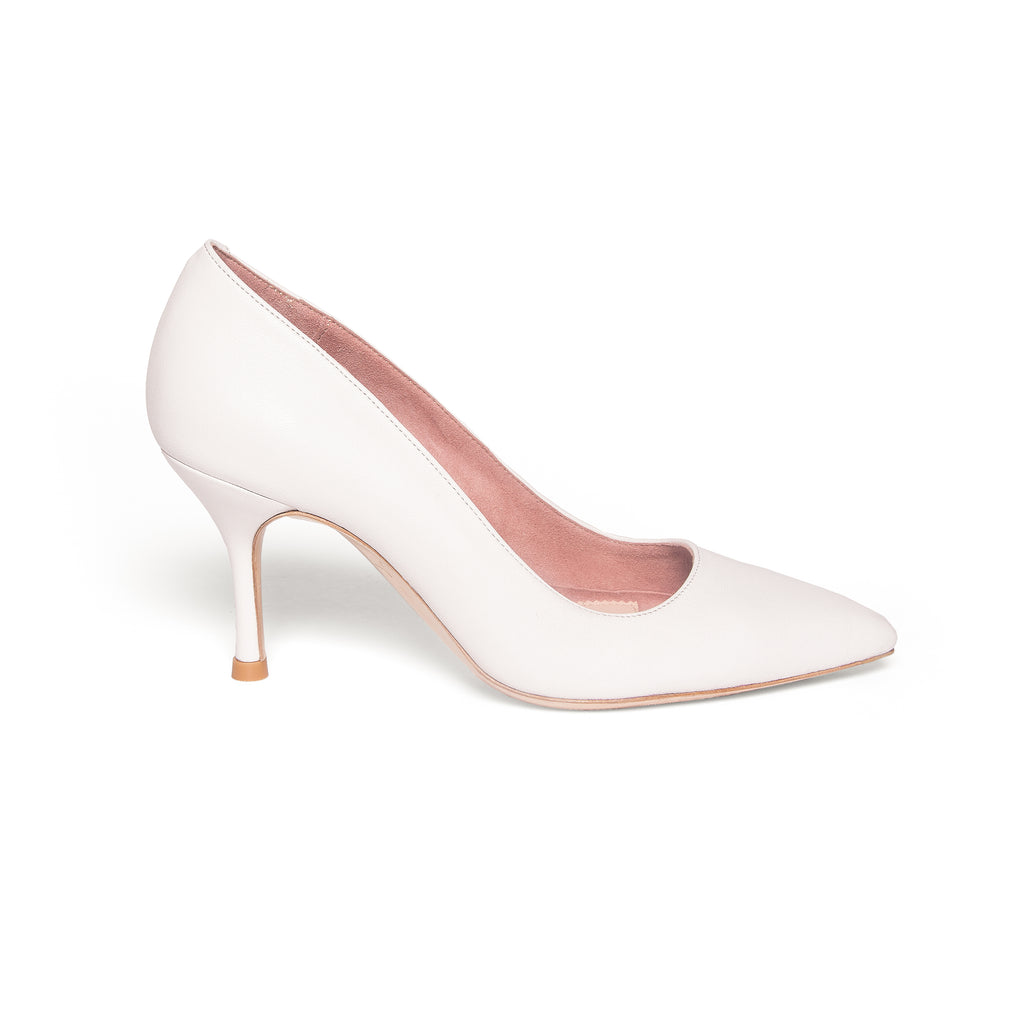 Classic White Leather Pump - Comfortable Heels - Ally Shoes