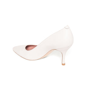 Classic White Leather Pump - Comfortable Heels - Ally Shoes