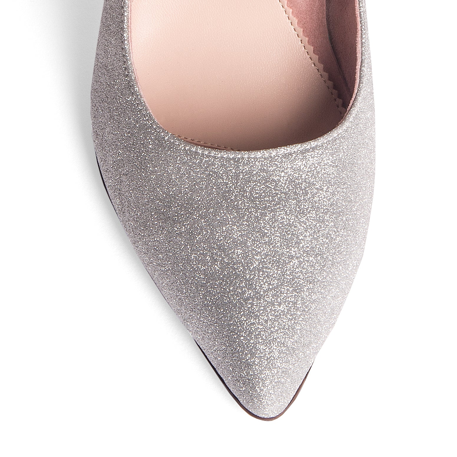 Silver Shimmer Block Heel Pump for Women