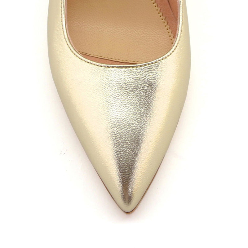 Champagne Gold Metallic Leather Lower Block Pump