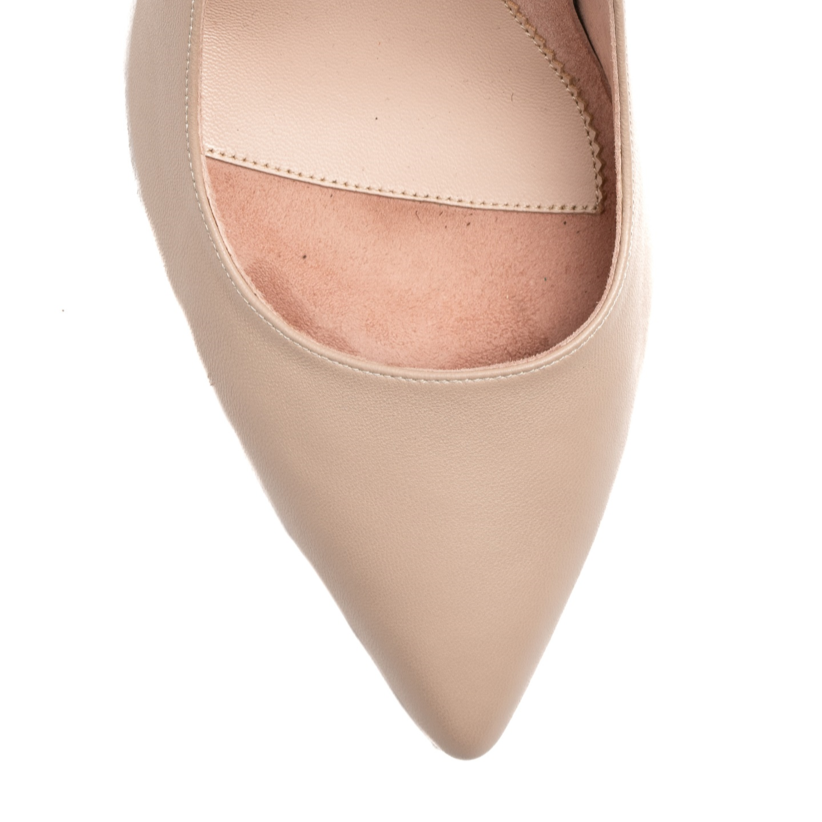 Bossy Beige Leather Kitten Heel