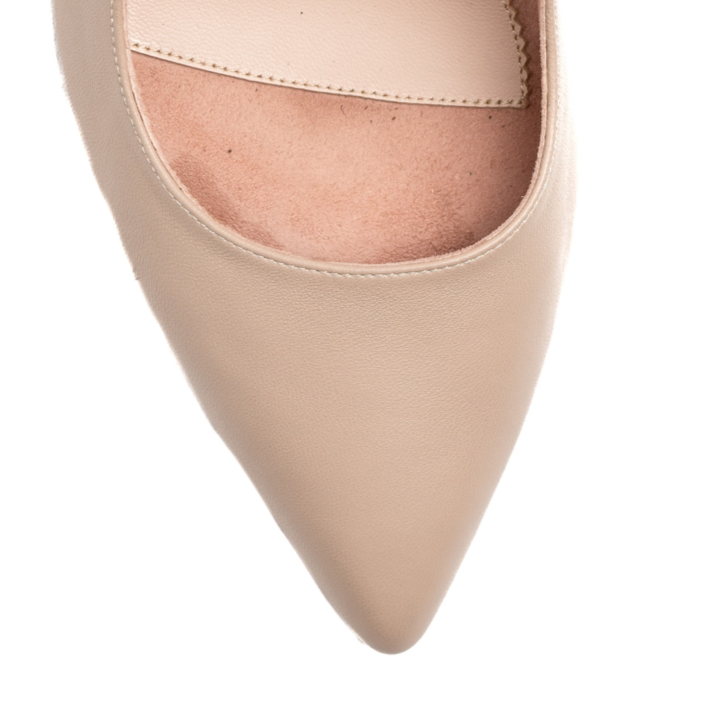 Bossy Beige Leather Ankle Strap Pump