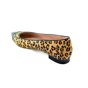 Fierce Leopard Haircalf Black Patent Leather Cap Toe Flat