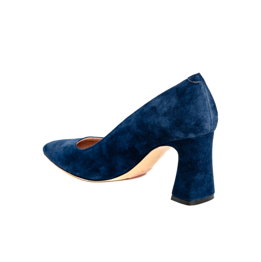 Navy Suede Block Heel Pump Comfortable Heels Ally Shoes