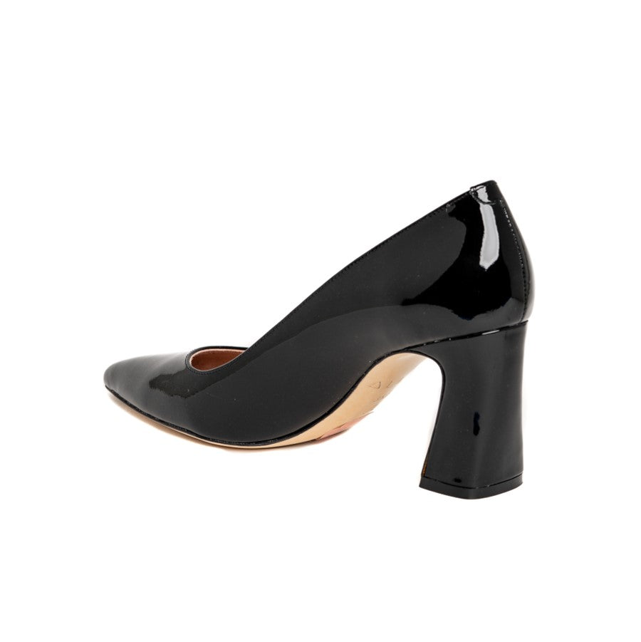  Mod Comfys Womens/Ladies Block Heel Leather Court Shoes (8)  (Black)