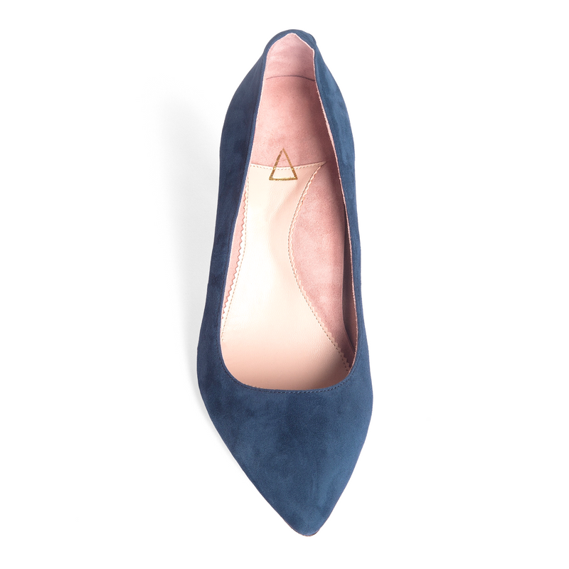 Noble Navy Suede Ankle Strap Pump
