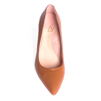 [SAMPLE] Courageous Caramel Leather Lower Block Heel