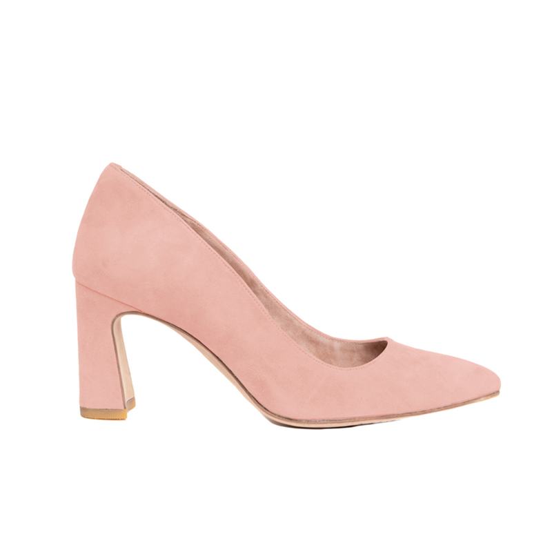 Blissful Blush Suede Block Heel Pump