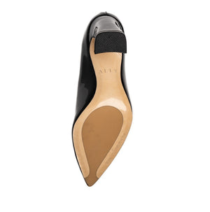 [SAMPLE] Black Patent Leather Block Heel Pump