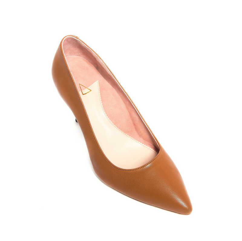 Courageous Caramel Leather Pump - Comfortable Heels - Ally Shoes