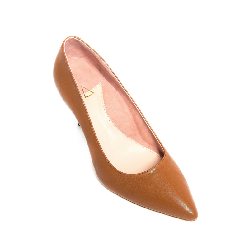 Courageous Caramel Leather Lower Block Heel