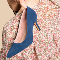 Noble Navy Suede Pump - Comfortable Heels - Ally Shoes