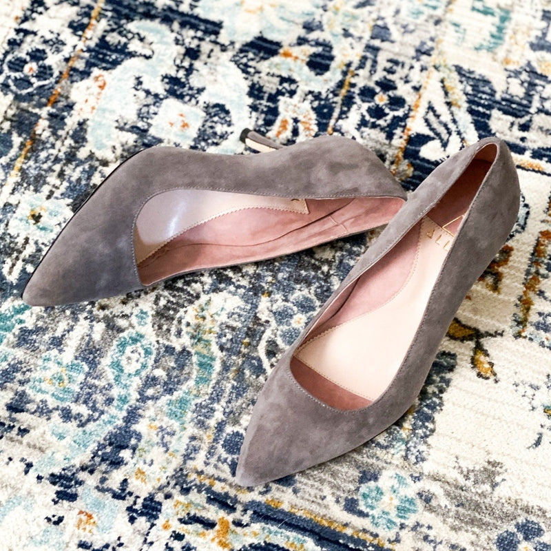 Seize the Gray Suede Kitten Heel