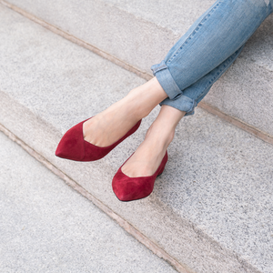 Gutsy Garnet Suede Flat - Comfortable Flats - Ally Shoes