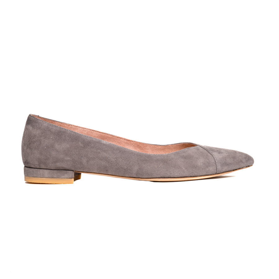 Grey suede flat shoes discount