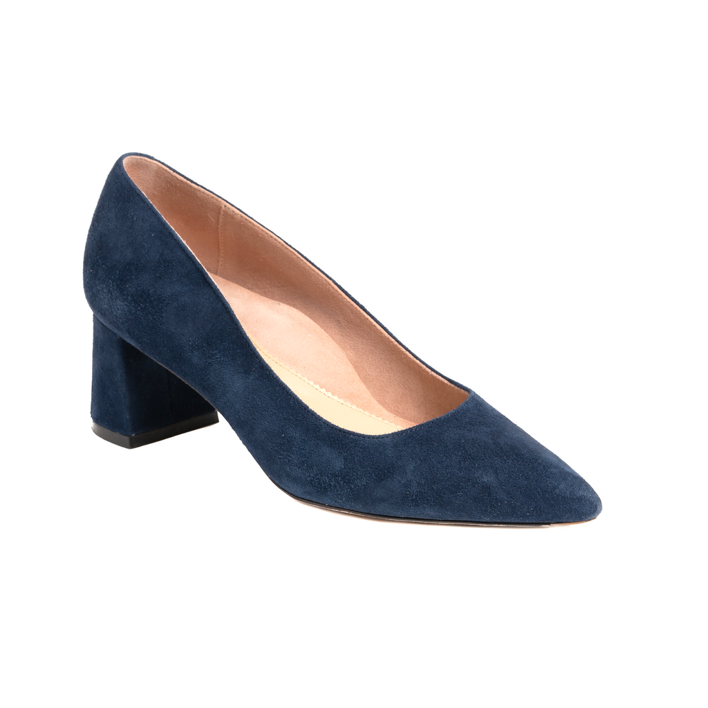 Noble Navy Suede Lower Block Heel