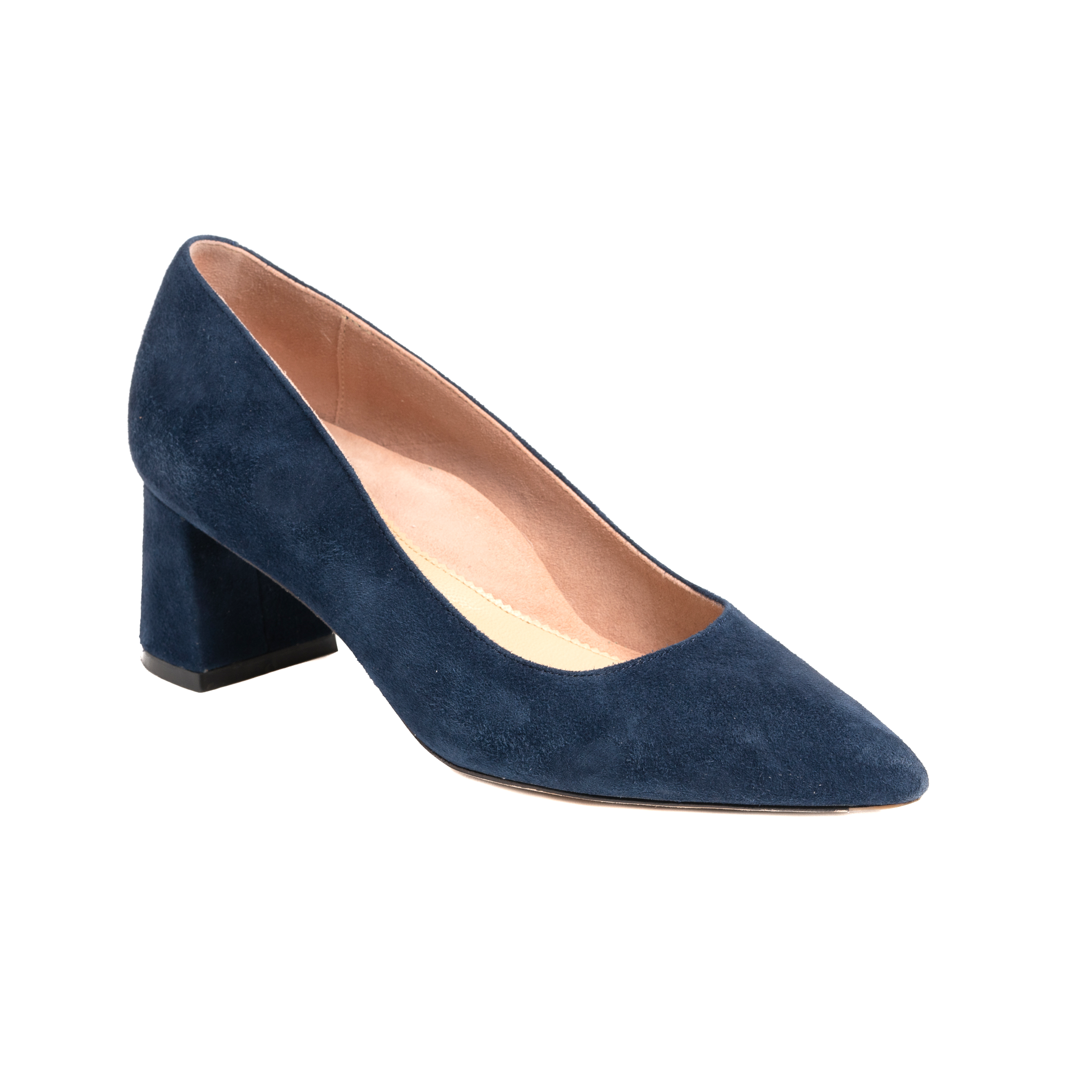 Noble Navy Suede Block Heel Pump EU 39/US 8.5 / Extra Wide (D)