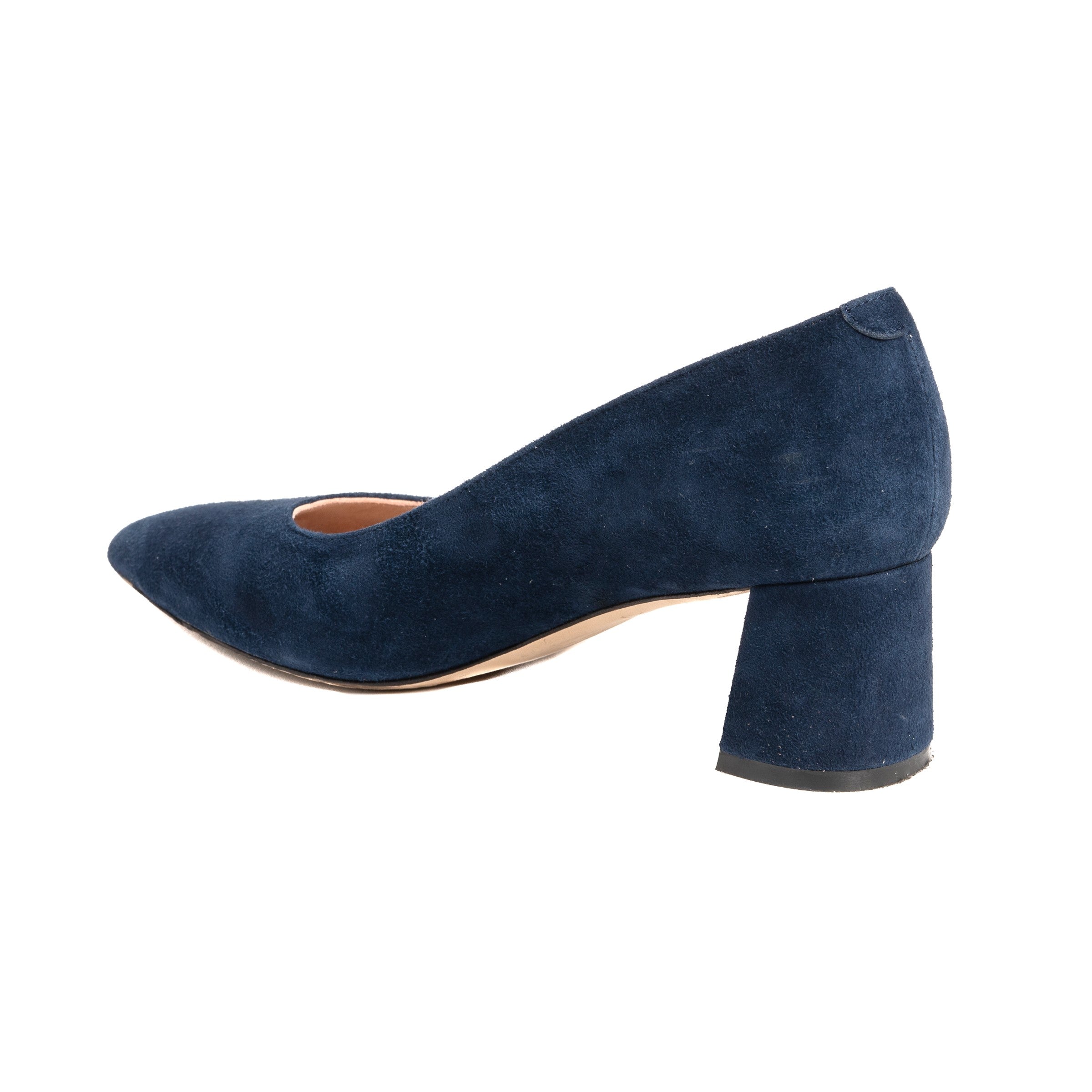 Noble Navy Suede Lower Block Heel 2-inch