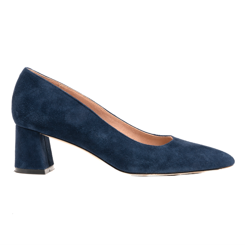 Noble Navy Suede Lower Block Heel