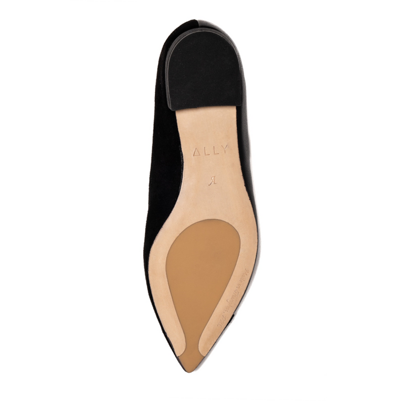 Black Suede / Leather Flat - Comfortable Flats - Ally Shoes