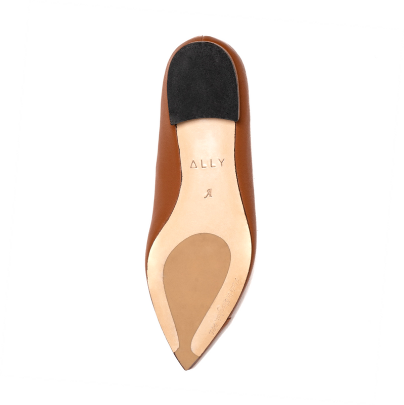 Courageous Caramel Leather Flat - Comfortable Flats - Ally Shoes