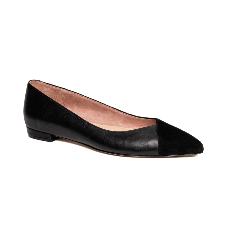 Black Suede & Leather Mix Forever Flat for Women |Ally Shoes EU 35.5/US 5.5 / Narrow (A)