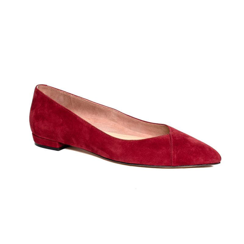 Chanel Flat Shoes Ballet Velour Red & black 36 23 Size Women US6