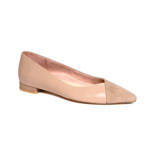 Tenacious Tan Suede / Bossy Beige Leather Flat - Comfortable Flats - Ally Shoes