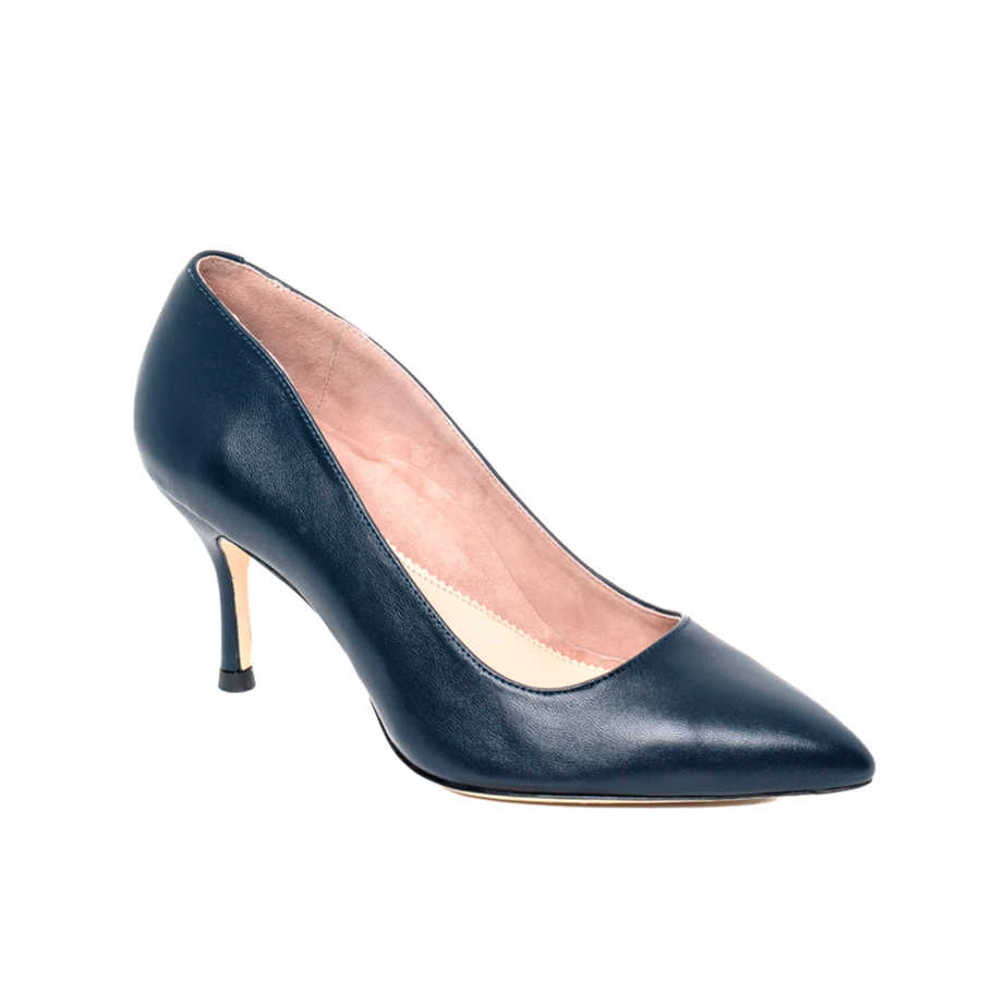 Navy Leather Pump - Comfortable Heels - Ally Shoes