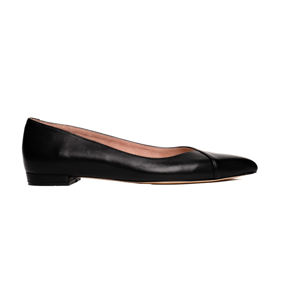 Black 2024 leather flats