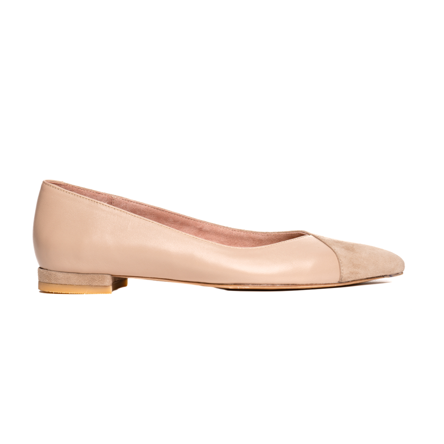 Nude leather flat shoes Clearance