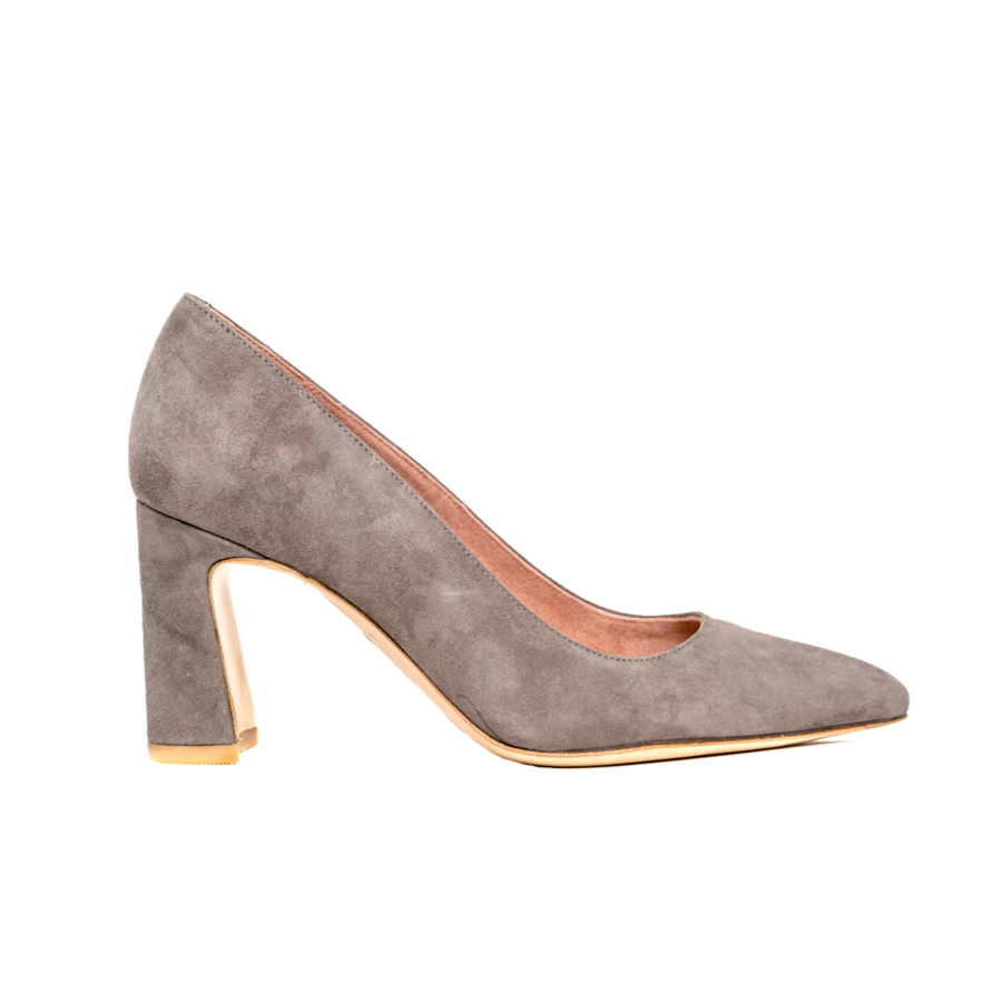 Seize the Gray Suede Block Heel Pump