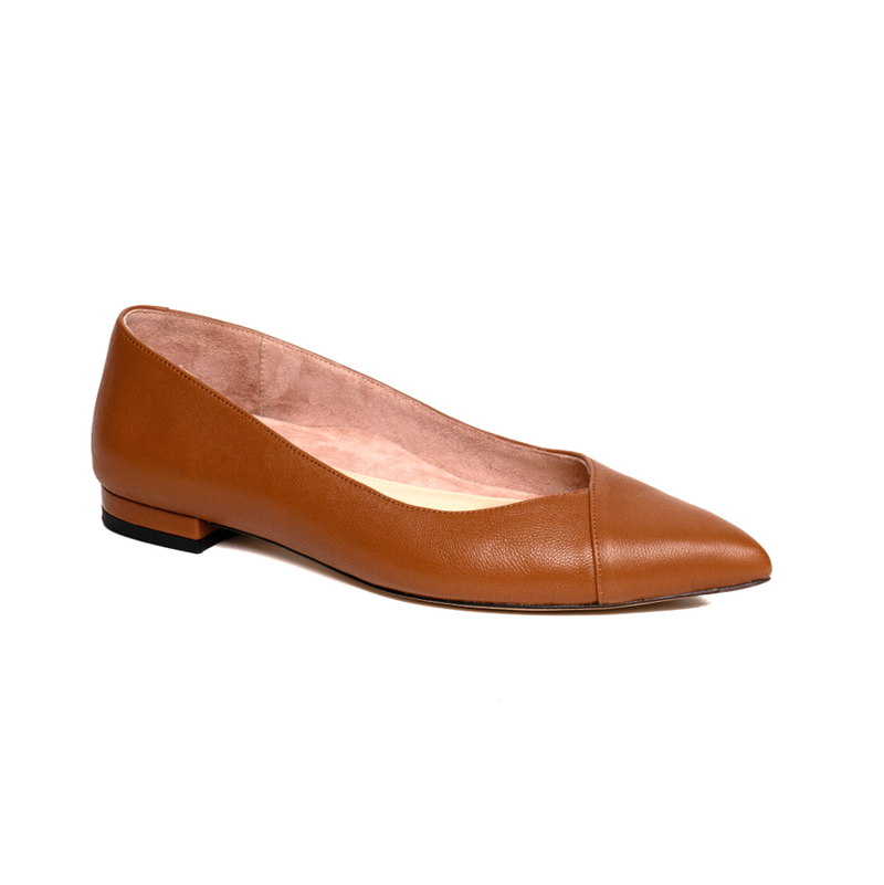 Courageous Caramel Leather Flat - Comfortable Flats - Ally Shoes