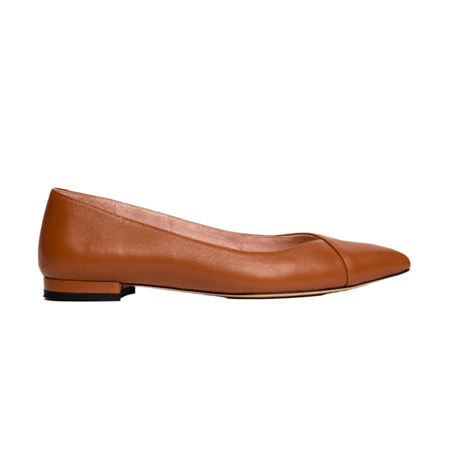 Courageous Caramel Leather Flat - Comfortable Flats - Ally Shoes