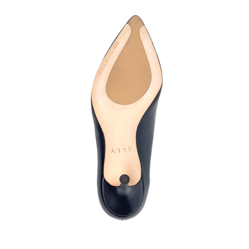 Good Night Navy Leather Ankle Strap Pump
