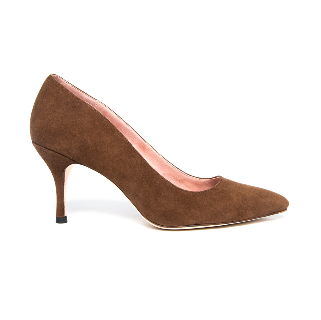 Moxie Mocha Suede Pump - Comfortable Heels - Ally Shoes