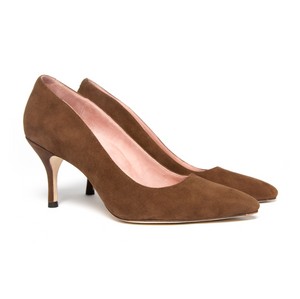 Moxie Mocha Suede Pump - Comfortable Heels - Ally Shoes