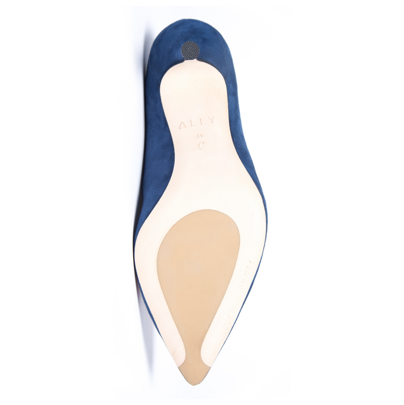 Noble Navy Suede Ankle Strap Pump