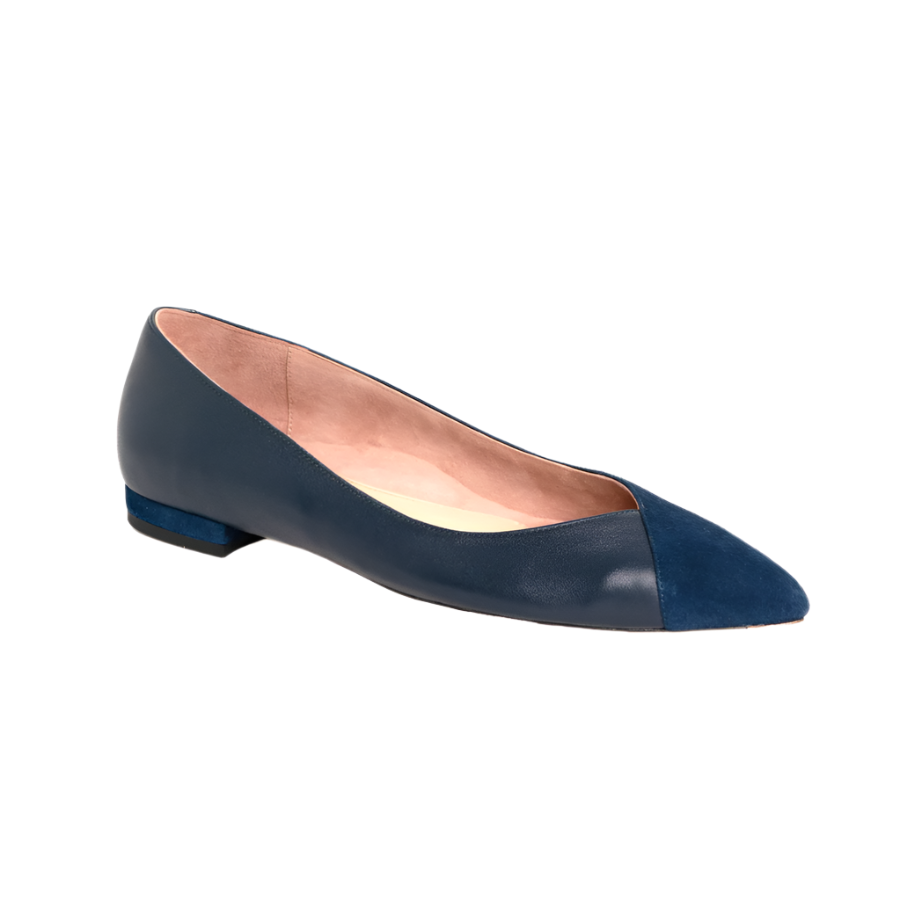 Navy pointed flat shoes deals