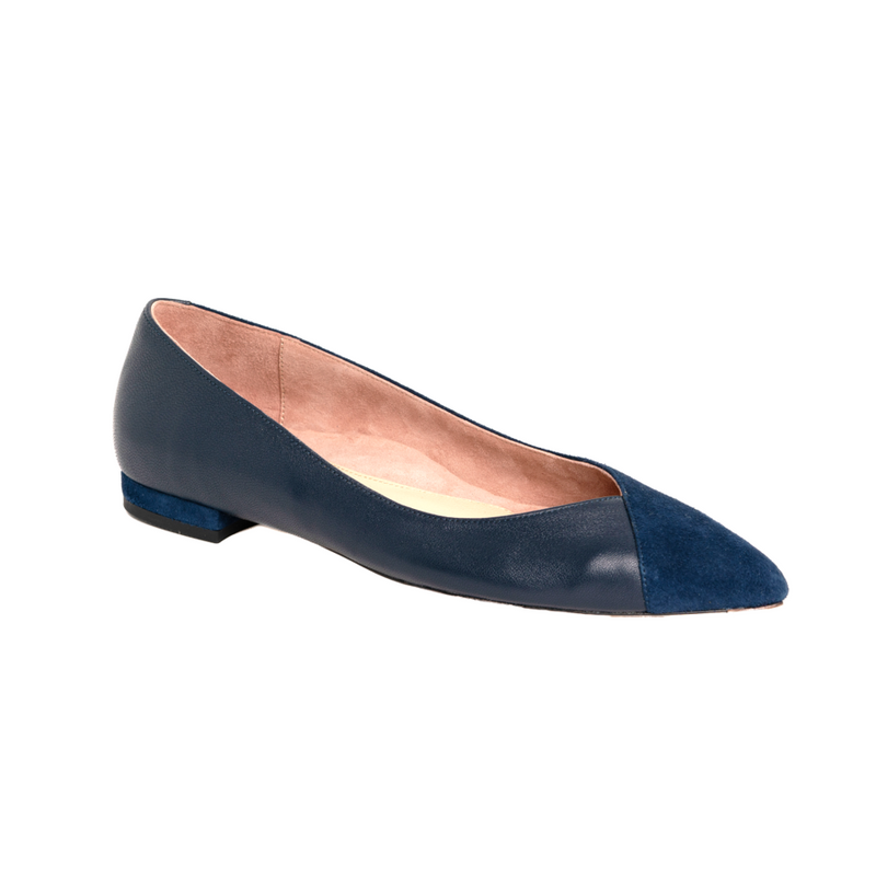 Noble Navy Suede / Good Night Navy Leather Flat - Comfortable Flats - Ally Shoes