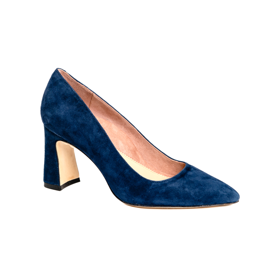 Navy suede outlet block heel pumps