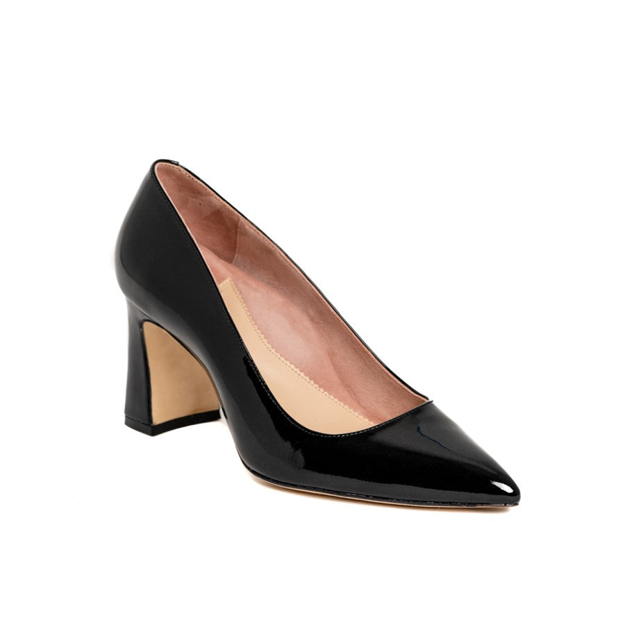 Patent Leather Block Heels - Black